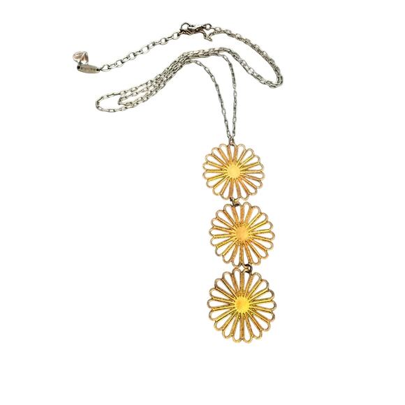 Sabika Long Two Tone Gold flower Pendant Necklace Summer 2019 - Picture 1 of 10